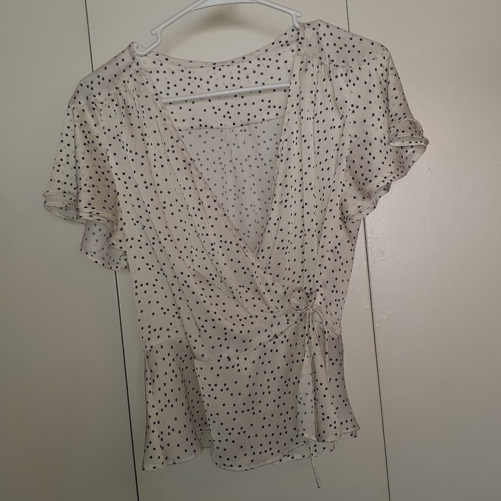 Plunge V-Neck Tie Blouse